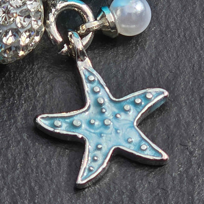 Blue Crab & Starfish Snake Chain Charm Bracelet
