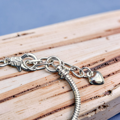 Blue Crab & Starfish Snake Chain Charm Bracelet