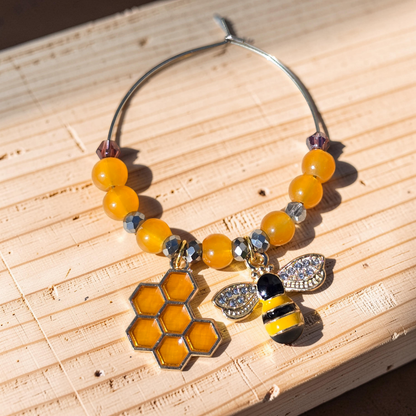 Bee & Honeycomb Wine Glass Charms (Set of 4)