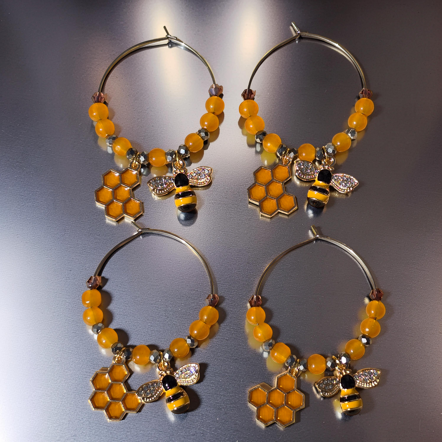 Bee & Honeycomb Wine Glass Charms (Set of 4)