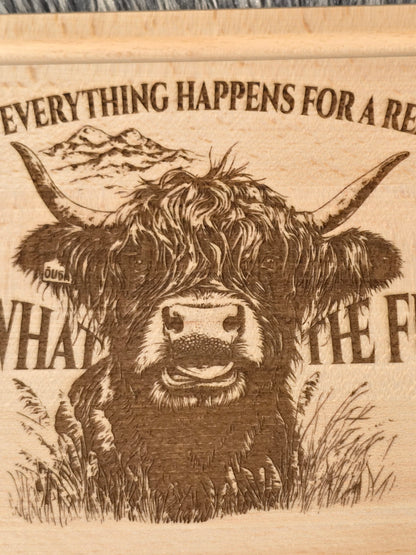 "What the F**k" Beech Wood Chopping Board - Highland Cow