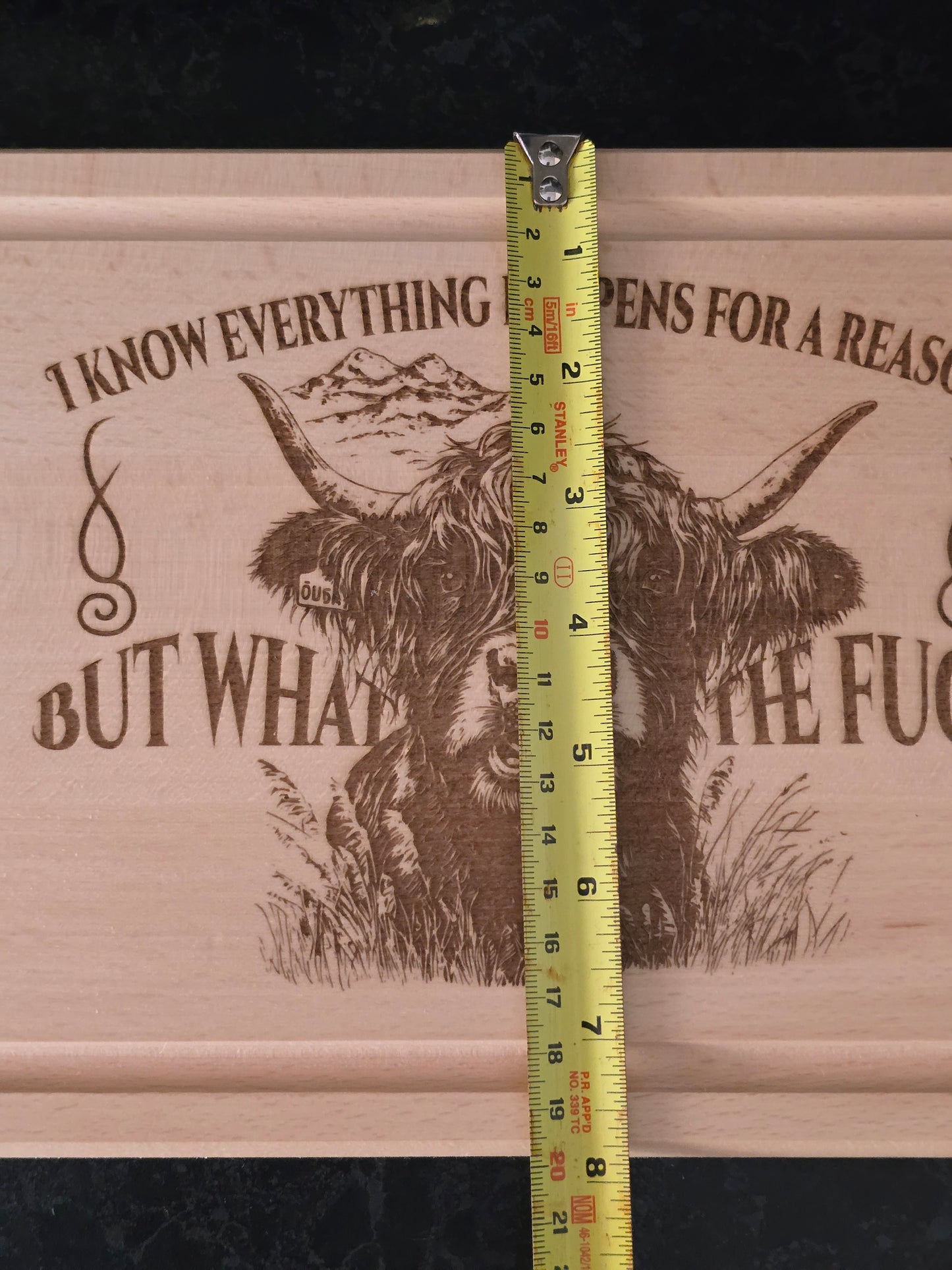 "What the F**k" Beech Wood Chopping Board - Highland Cow