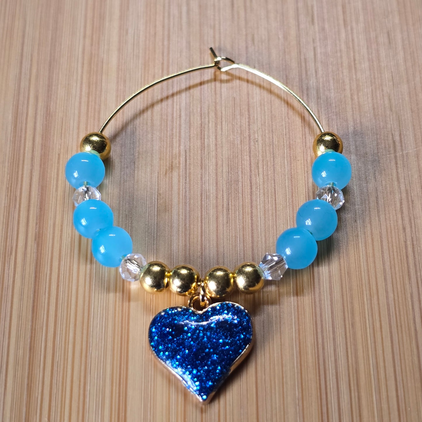 Glitter Heart Wine Glass Charms - Set of 4
