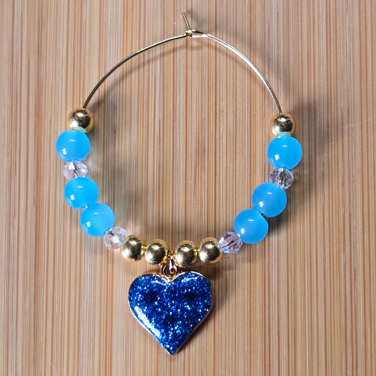 Glitter Heart Wine Glass Charms - Set of 4