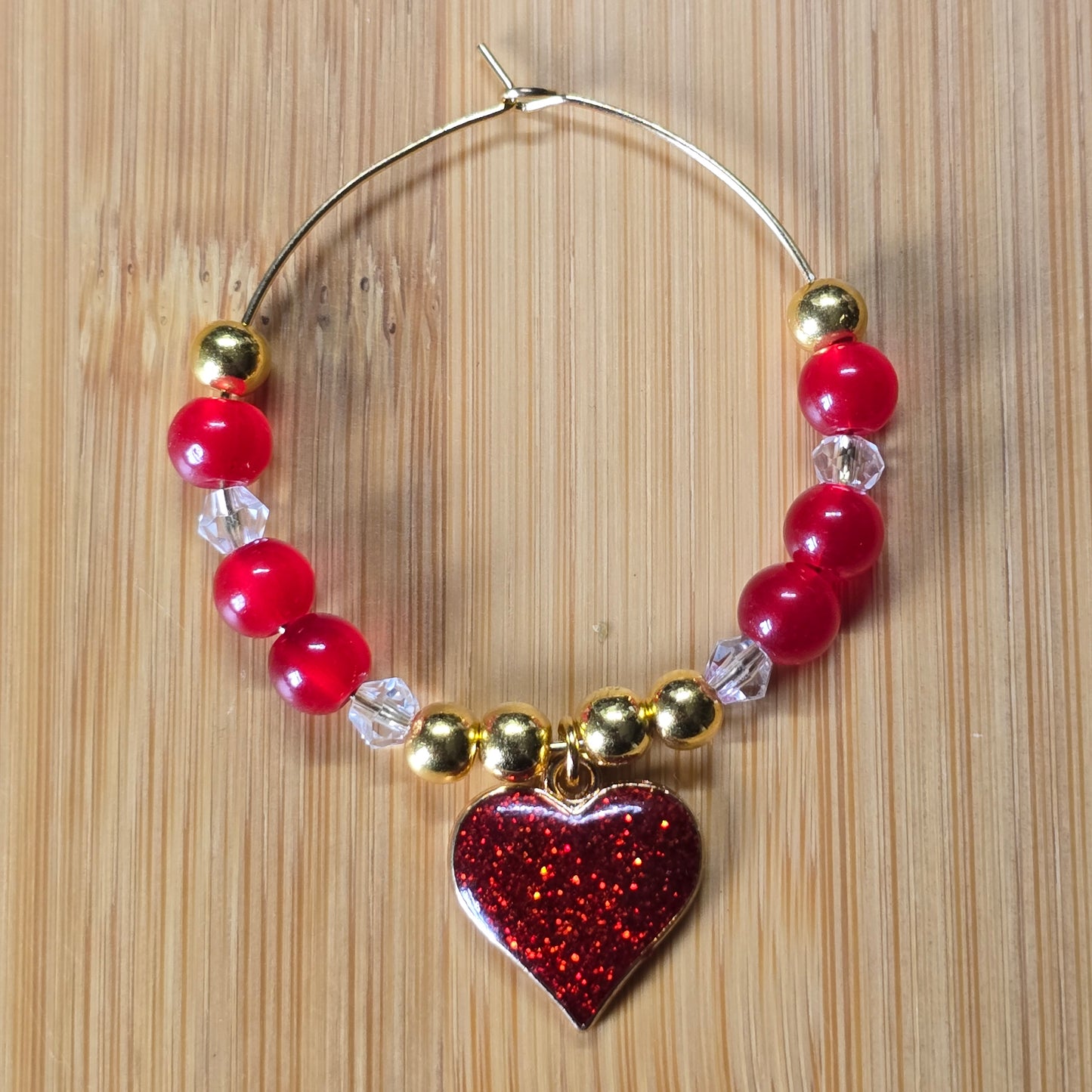Glitter Heart Wine Glass Charms - Set of 4
