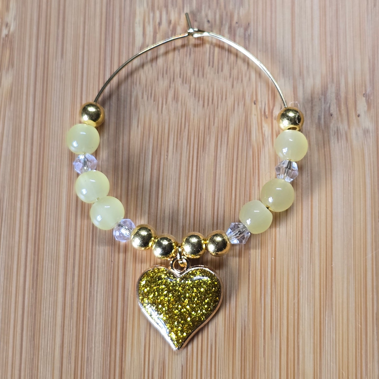 Glitter Heart Wine Glass Charms - Set of 4