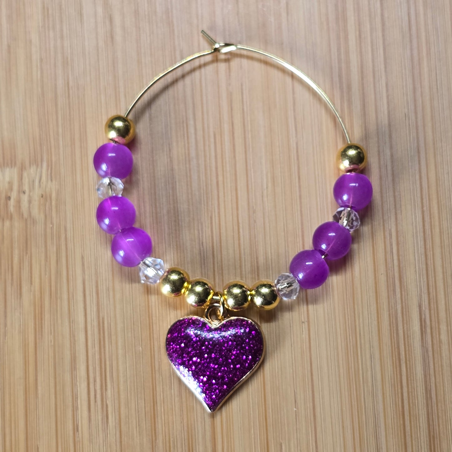 Glitter Heart Wine Glass Charms - Set of 4