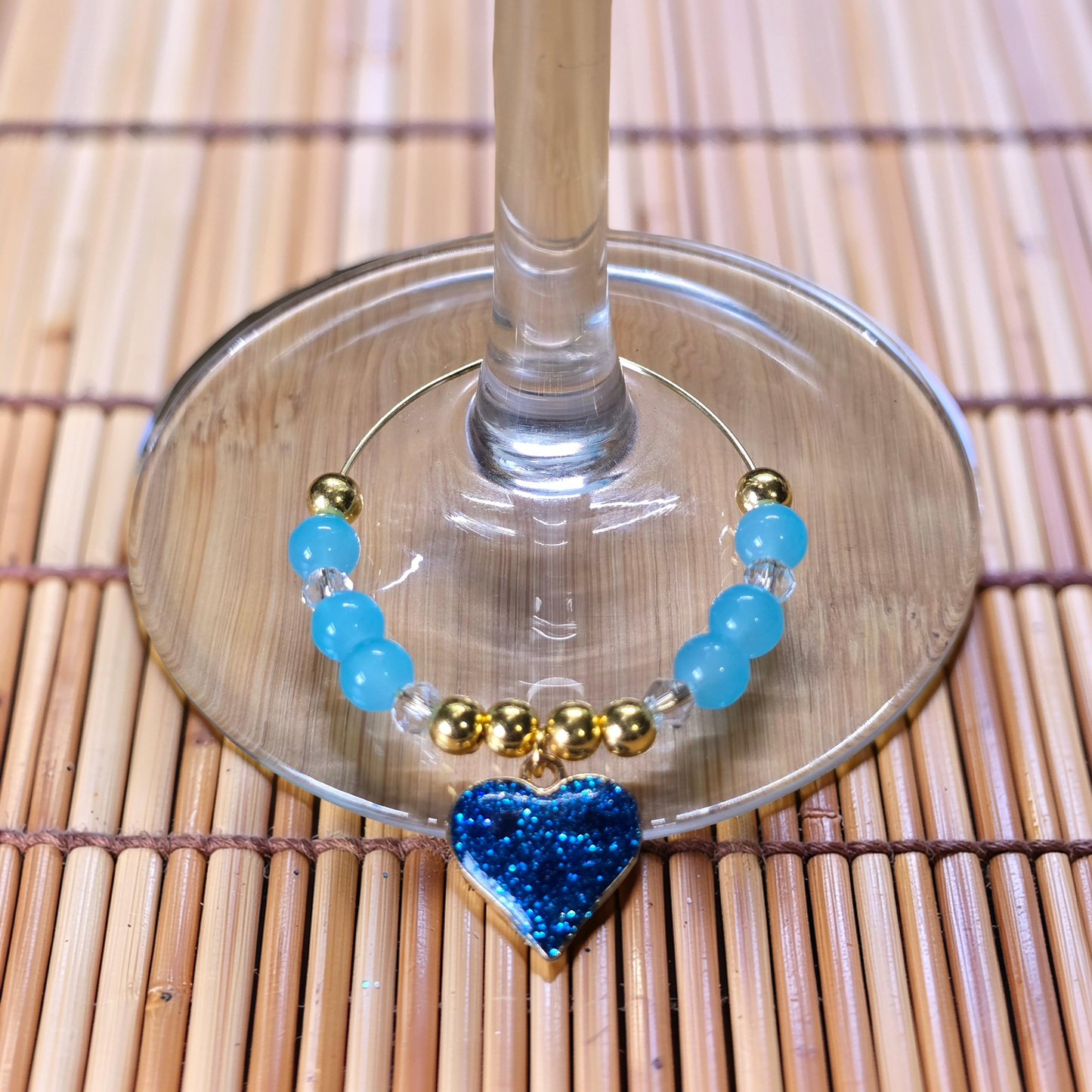 Glitter Heart Wine Glass Charms - Set of 4