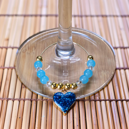 Glitter Heart Wine Glass Charms - Set of 4