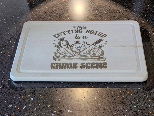 Vegetable Crime Scene Beech Wood Chopping Board 30cm x 20cm