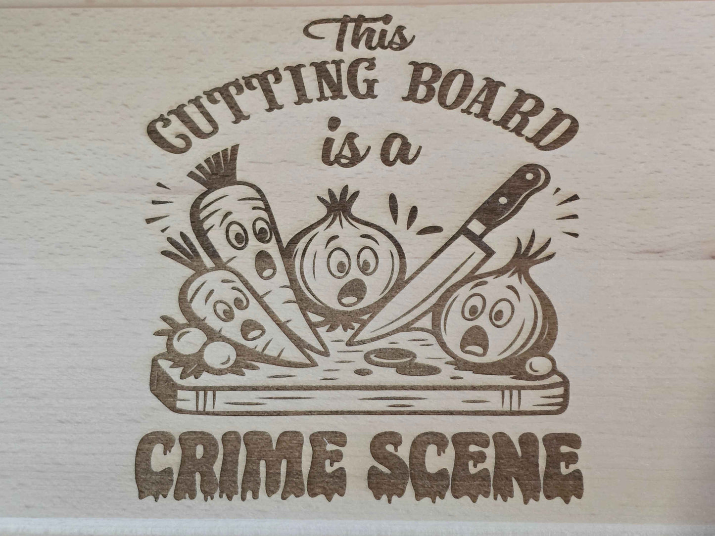 Vegetable Crime Scene Beech Wood Chopping Board 30cm x 20cm