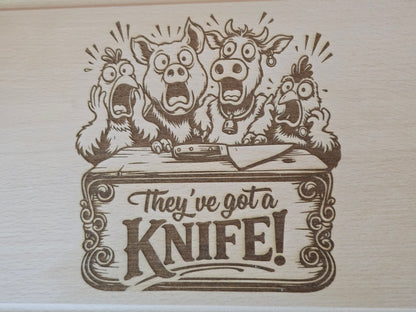 They've got a Knife! Beech Wood Chopping Board 30cm x 20cm