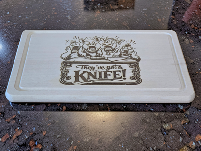 They've got a Knife! Beech Wood Chopping Board 30cm x 20cm