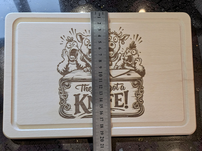 They've got a Knife! Beech Wood Chopping Board 30cm x 20cm