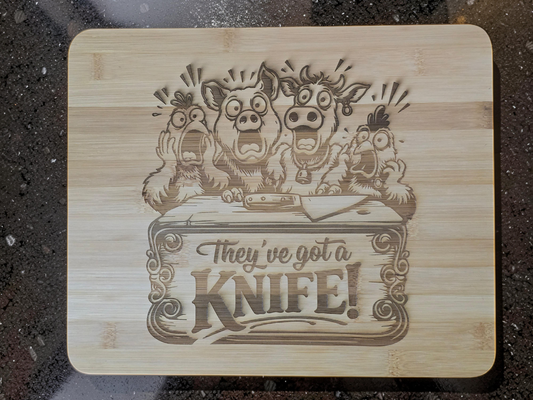 They've got a Knife! Bamboo Chopping Board 30cmx24cm