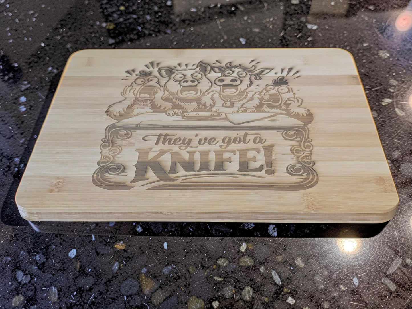 They've got a Knife! Bamboo Chopping Board 30cmx24cm