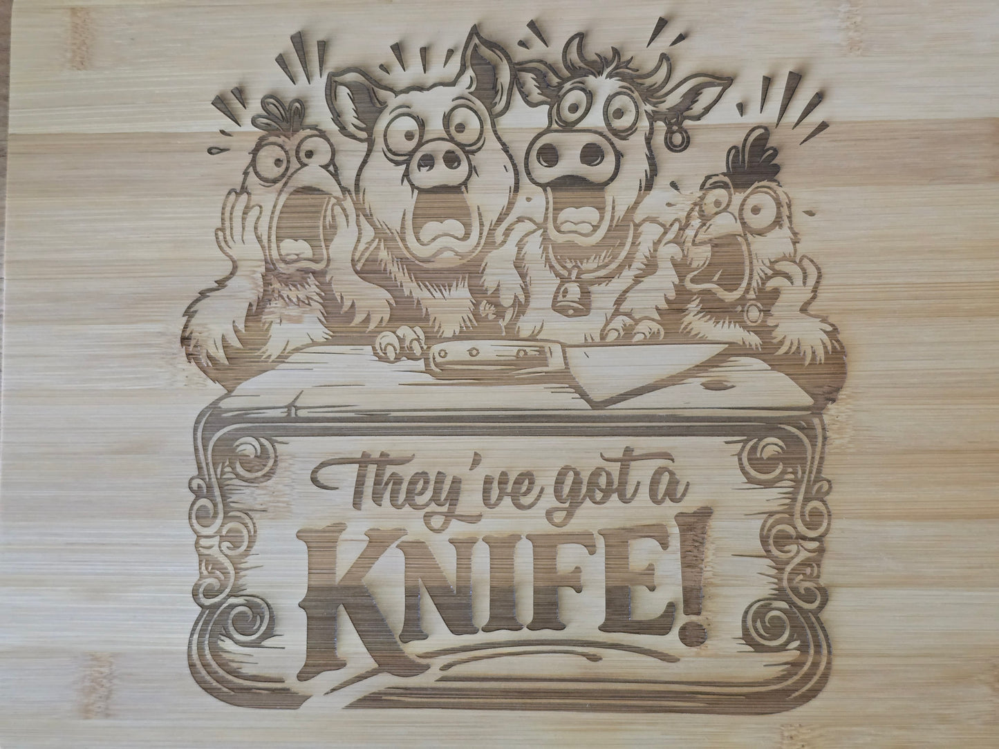 They've got a Knife! Bamboo Chopping Board 30cmx24cm