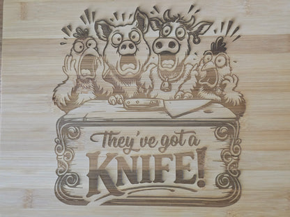 They've got a Knife! Bamboo Chopping Board 30cmx24cm