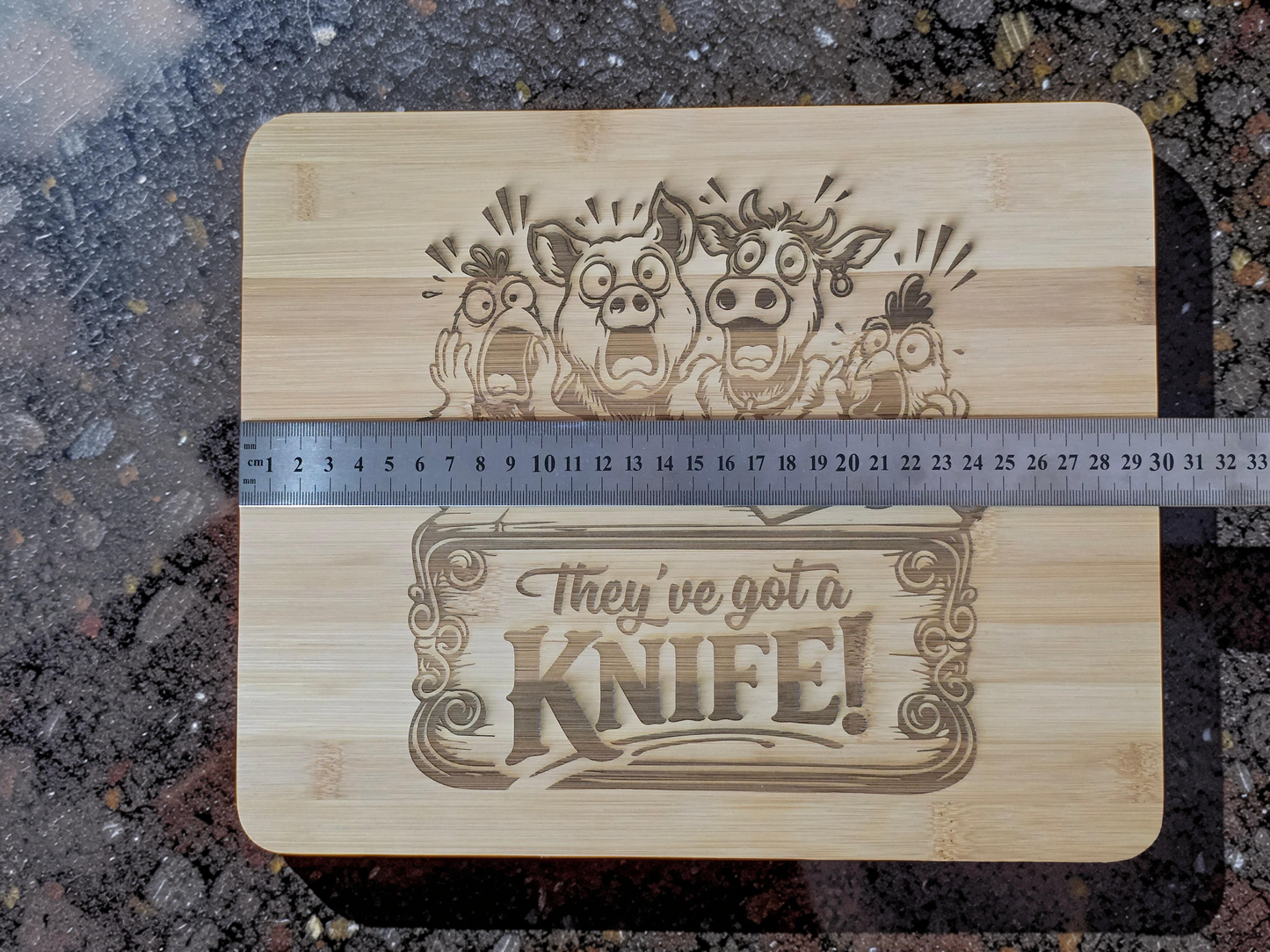 They've got a Knife! Bamboo Chopping Board 30cmx24cm