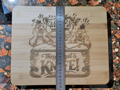 They've got a Knife! Bamboo Chopping Board 30cmx24cm