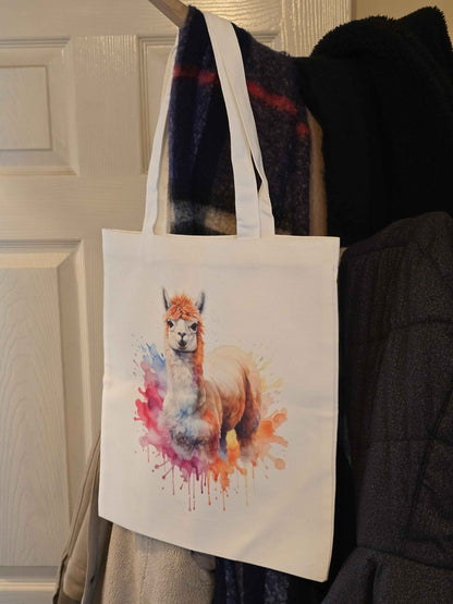 Alpaca Canvas Tote Bag - Colour Splash