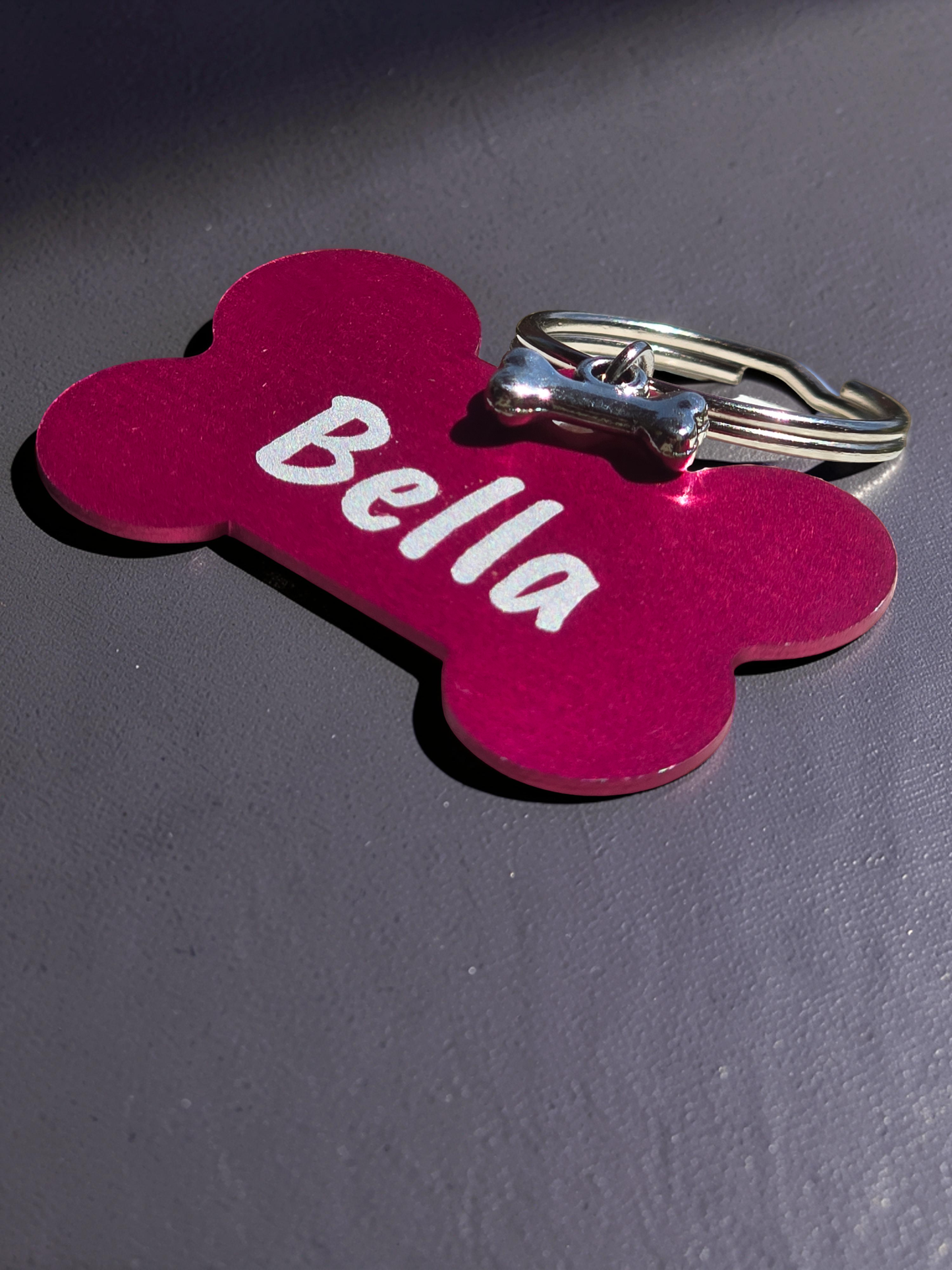 Engraved Dog Name Tags with Bone Charm