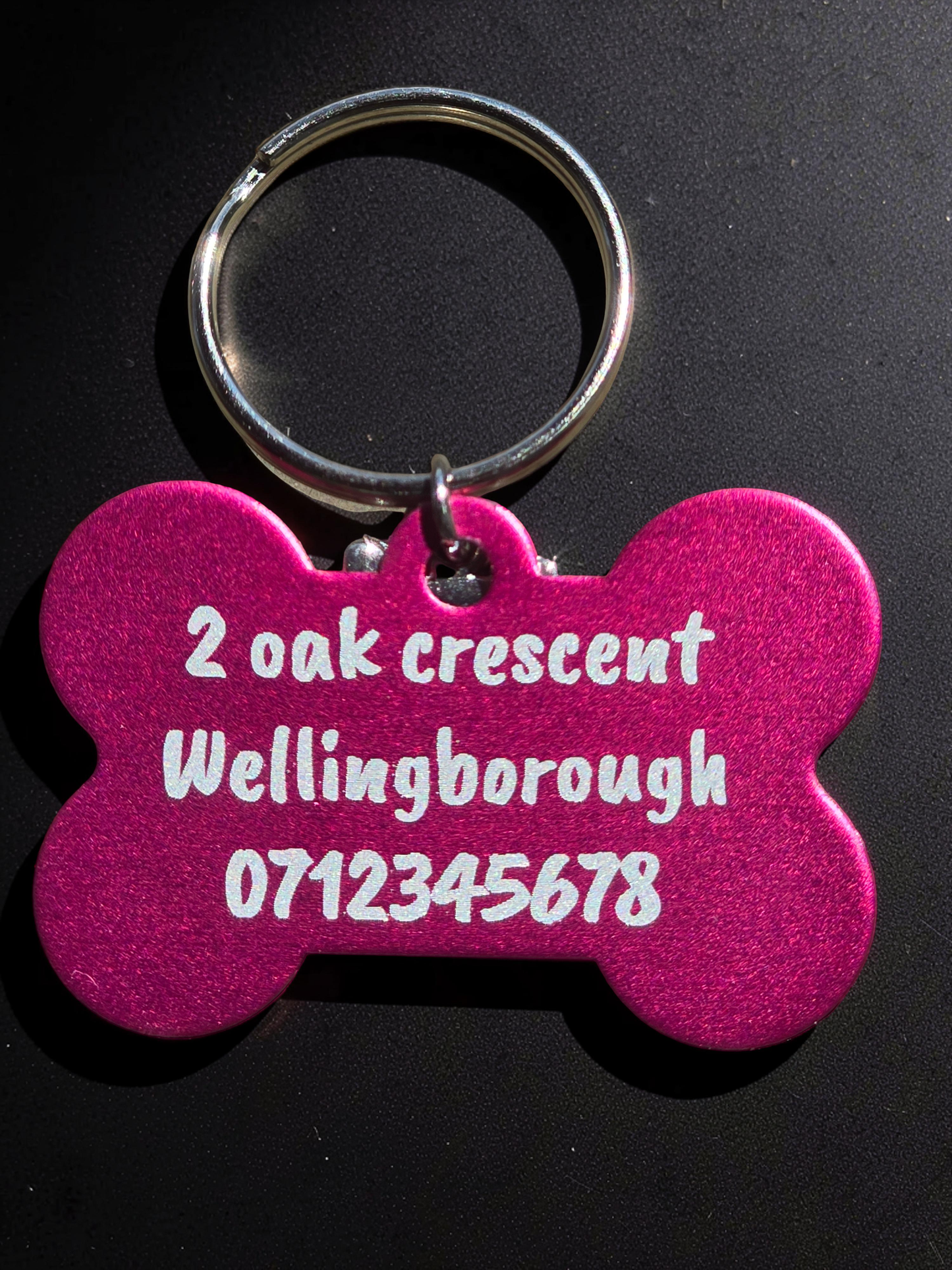Engraved Dog Name Tags with Bone Charm