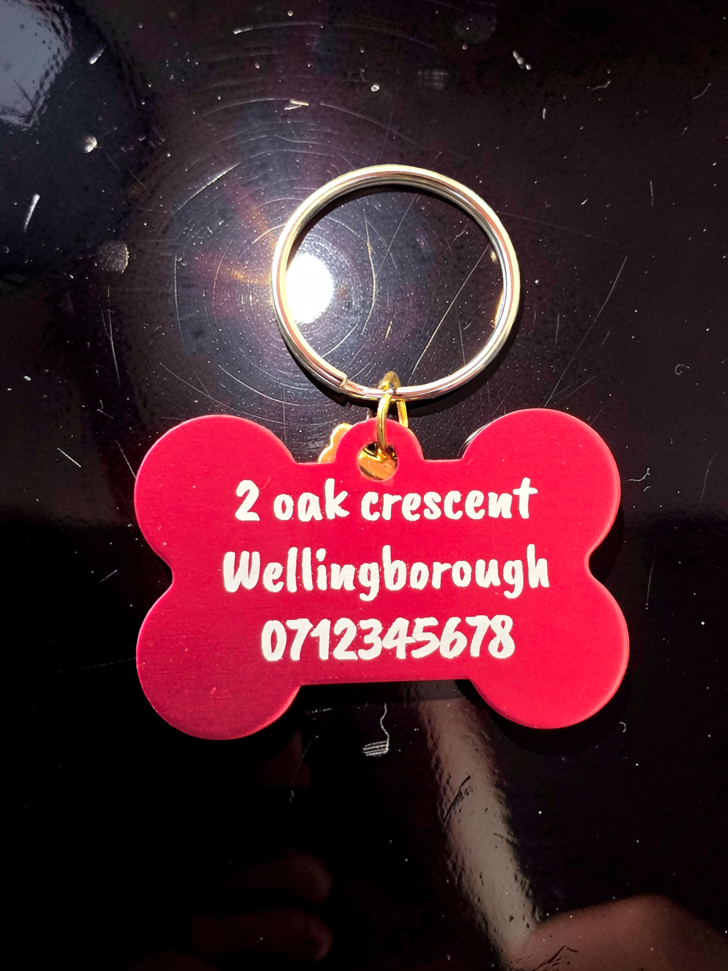 Engraved Dog Name Tags with Bone Charm