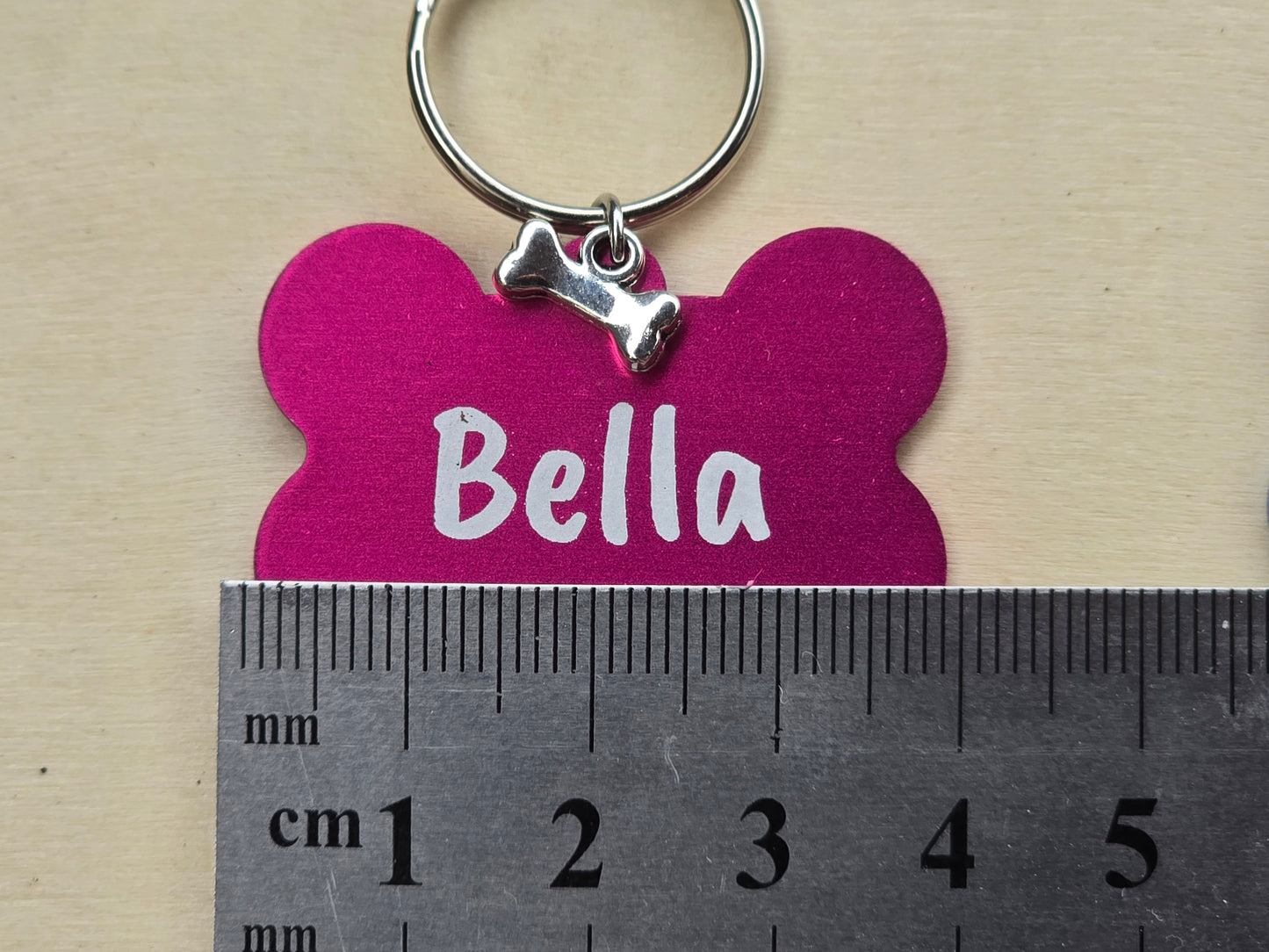 Engraved Dog Name Tags with Bone Charm