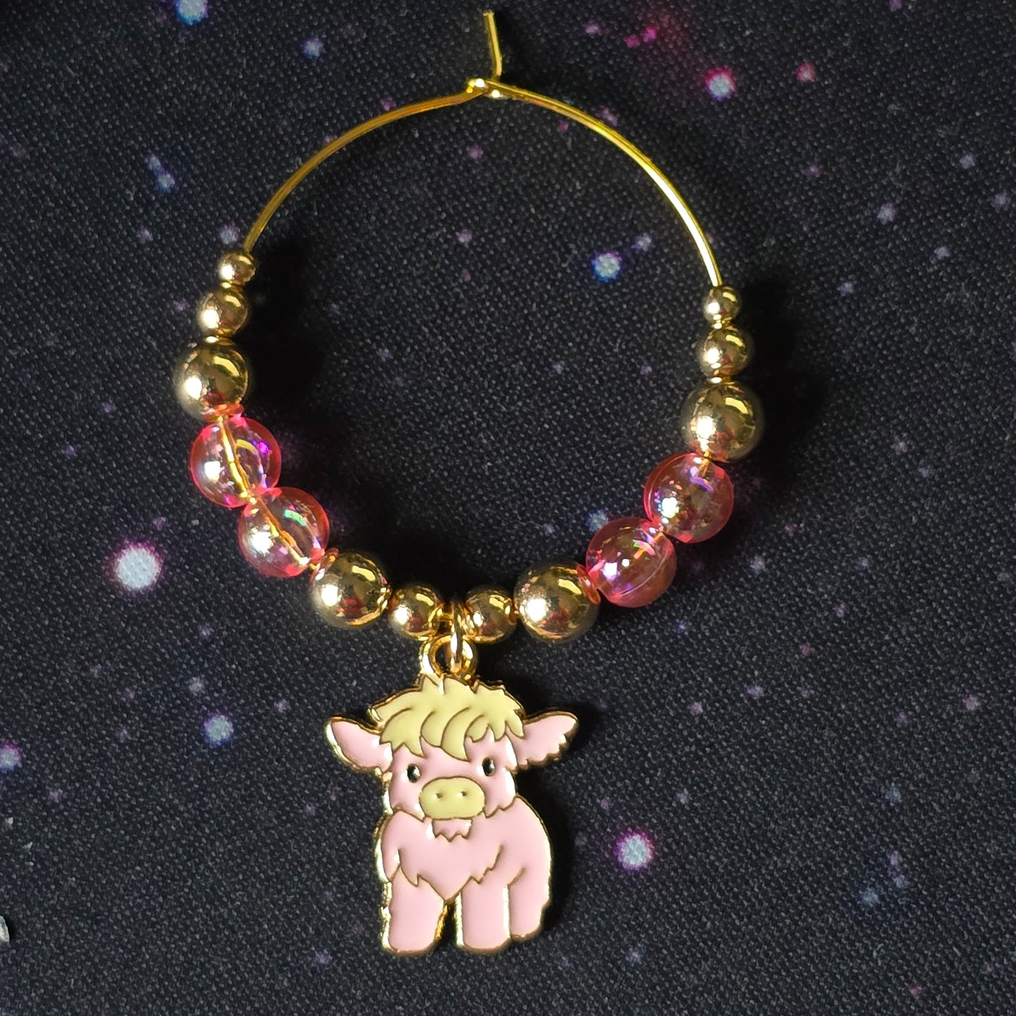 Handcrafted Highland Cow Wine Glass Charms | Set of 4