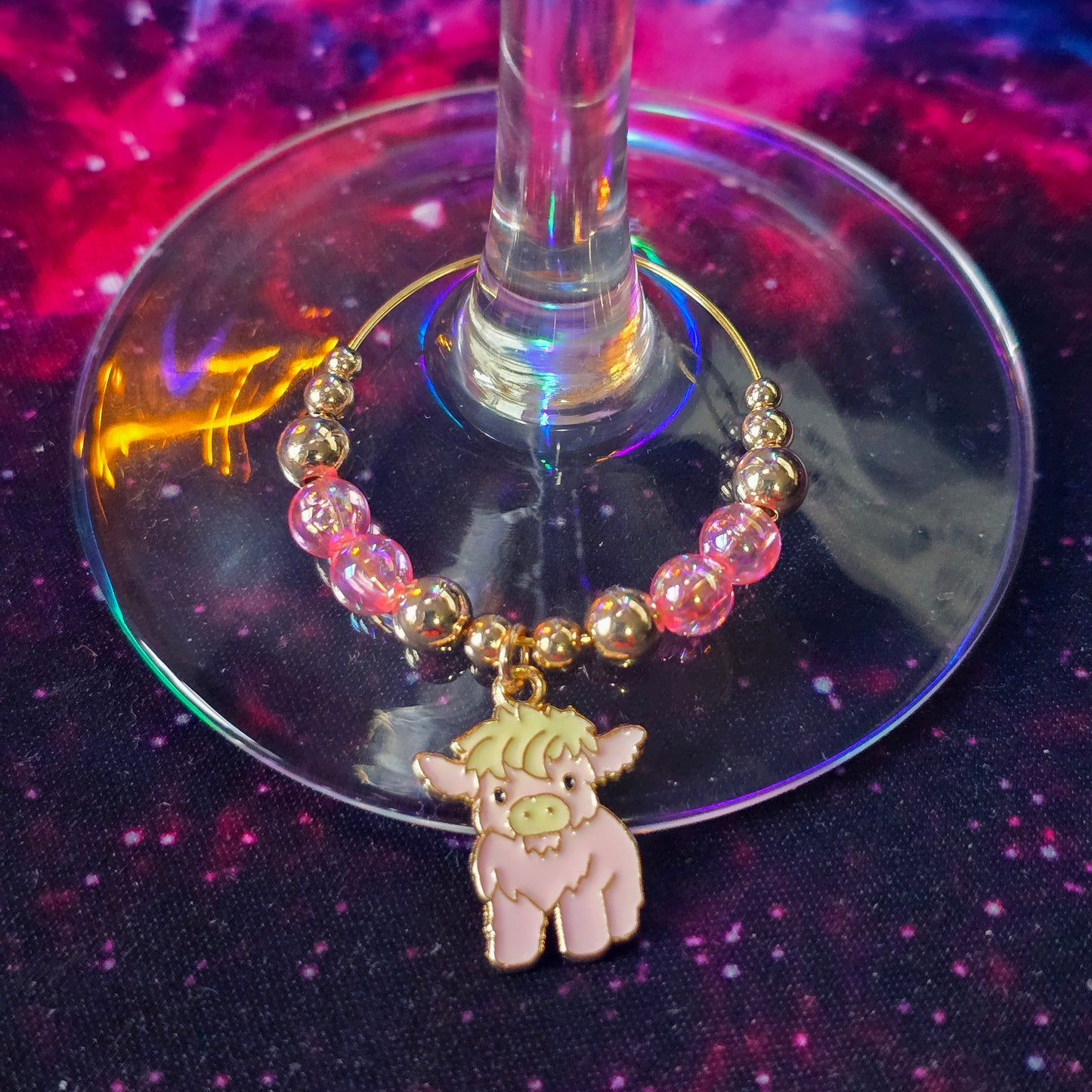 Handcrafted Highland Cow Wine Glass Charms | Set of 4