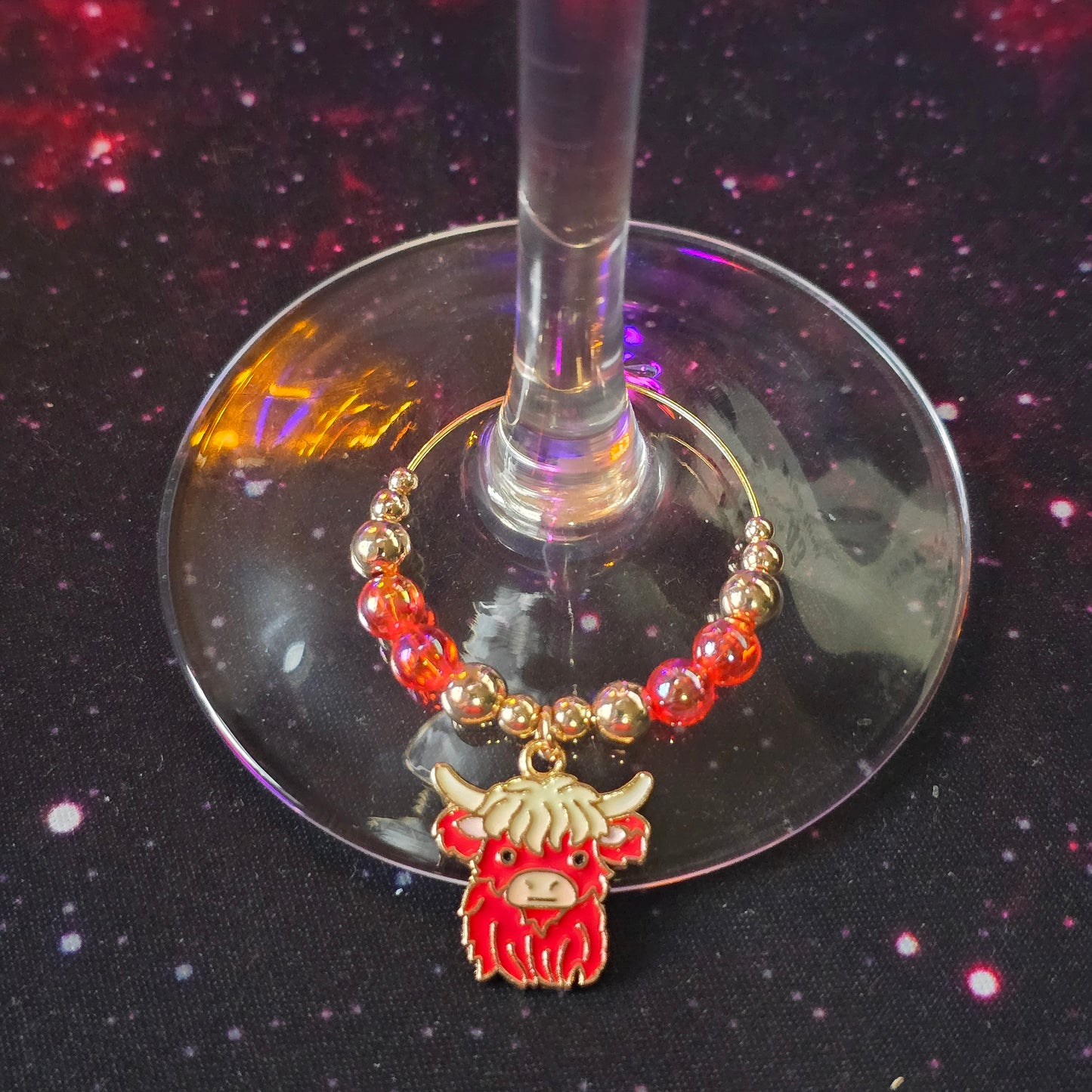 Handcrafted Highland Cow Wine Glass Charms | Set of 4
