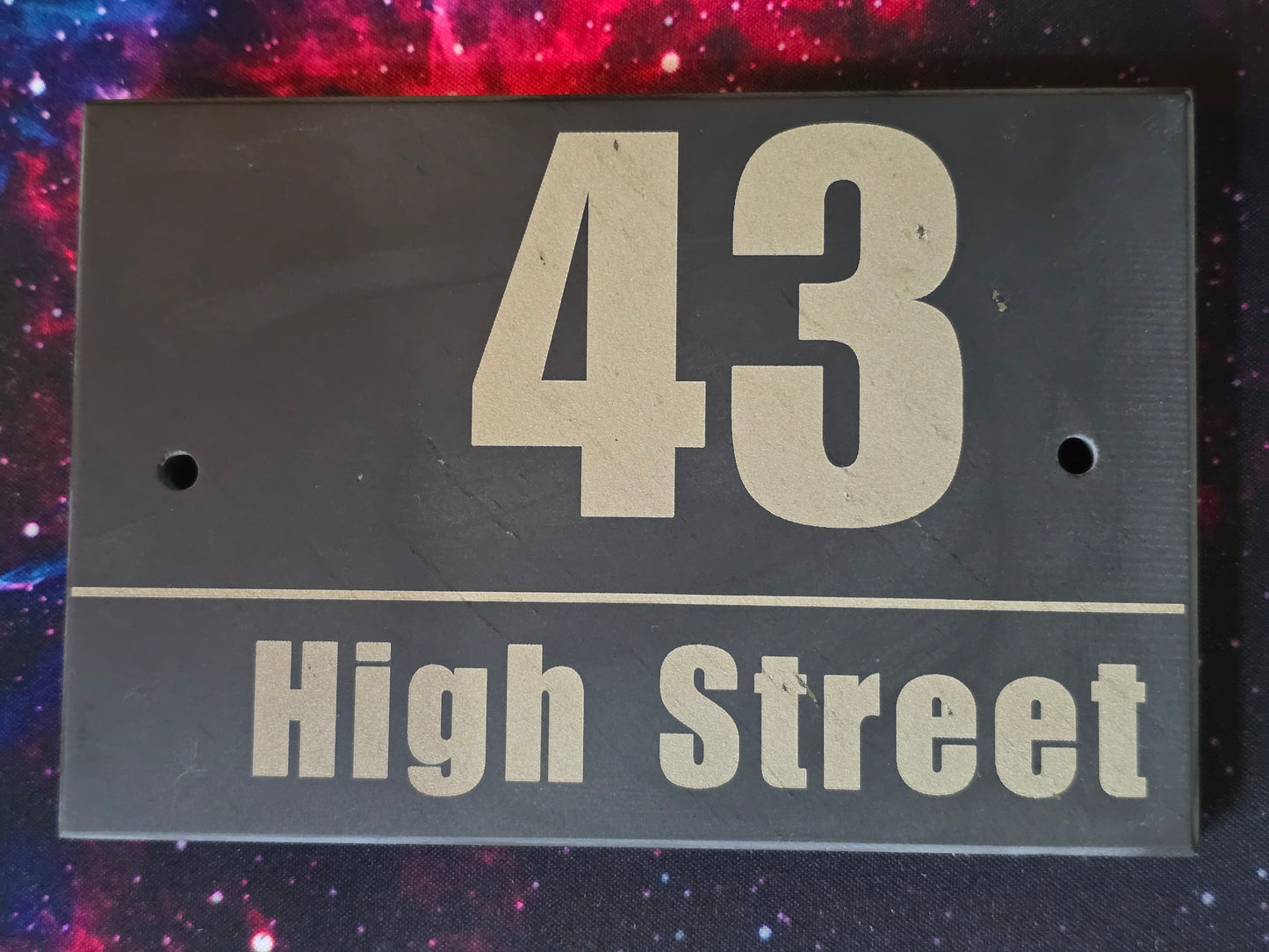 Contemporary Engraved Slate House Number & Street Sign