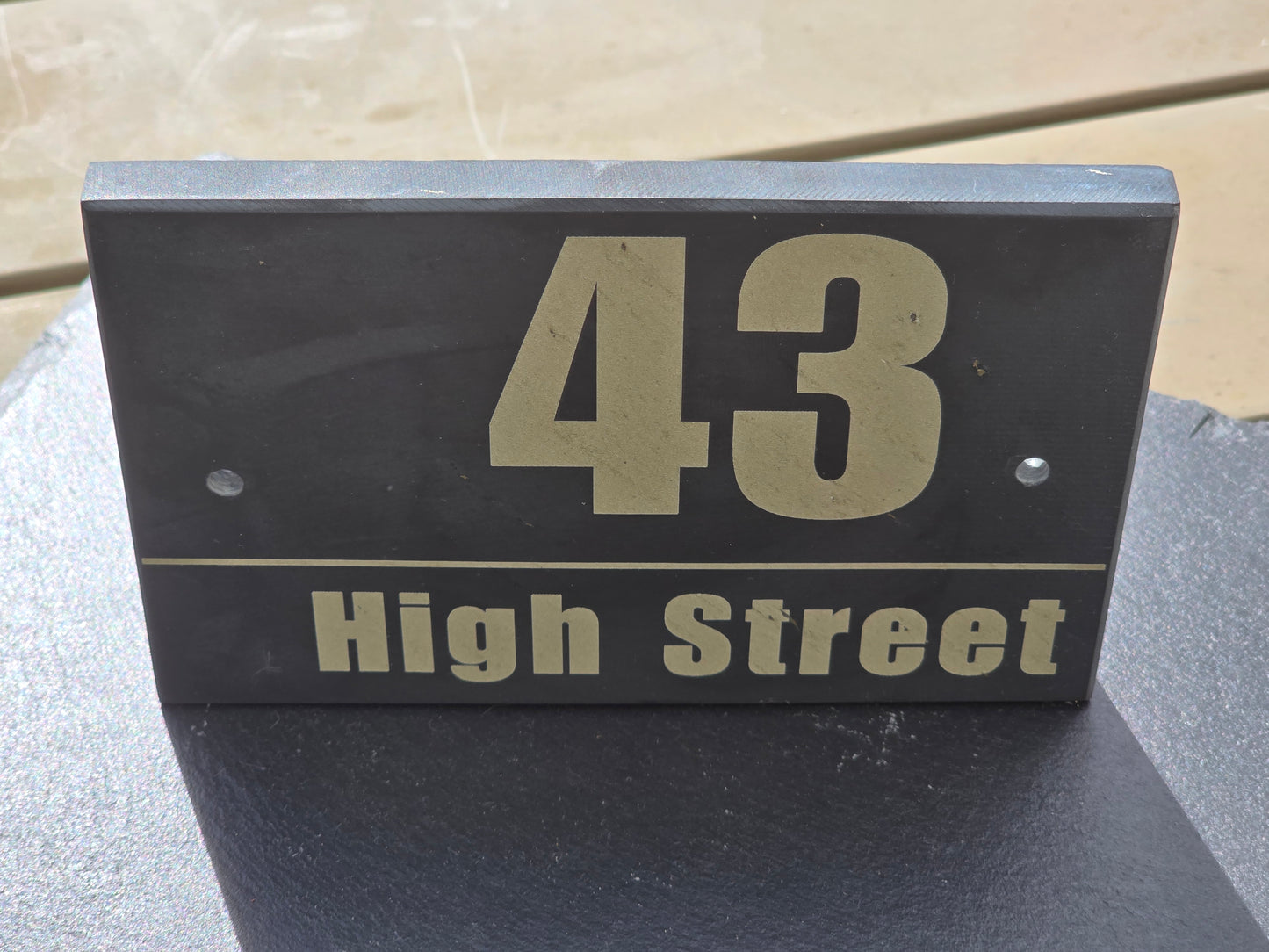 Contemporary Engraved Slate House Number & Street Sign