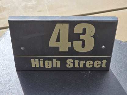 Contemporary Engraved Slate House Number & Street Sign
