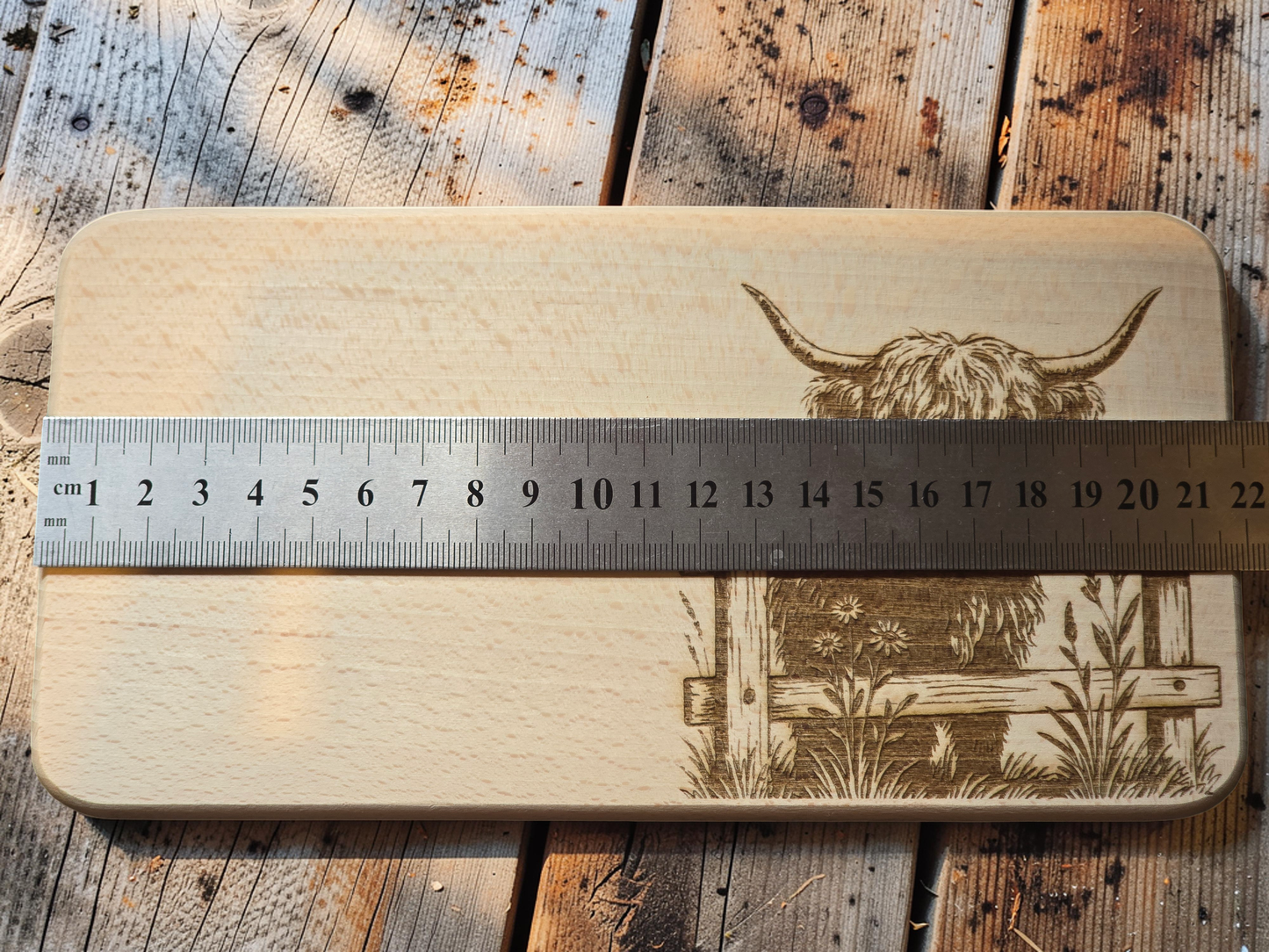 Highland Cow Engraved Wooden Breakfast Board