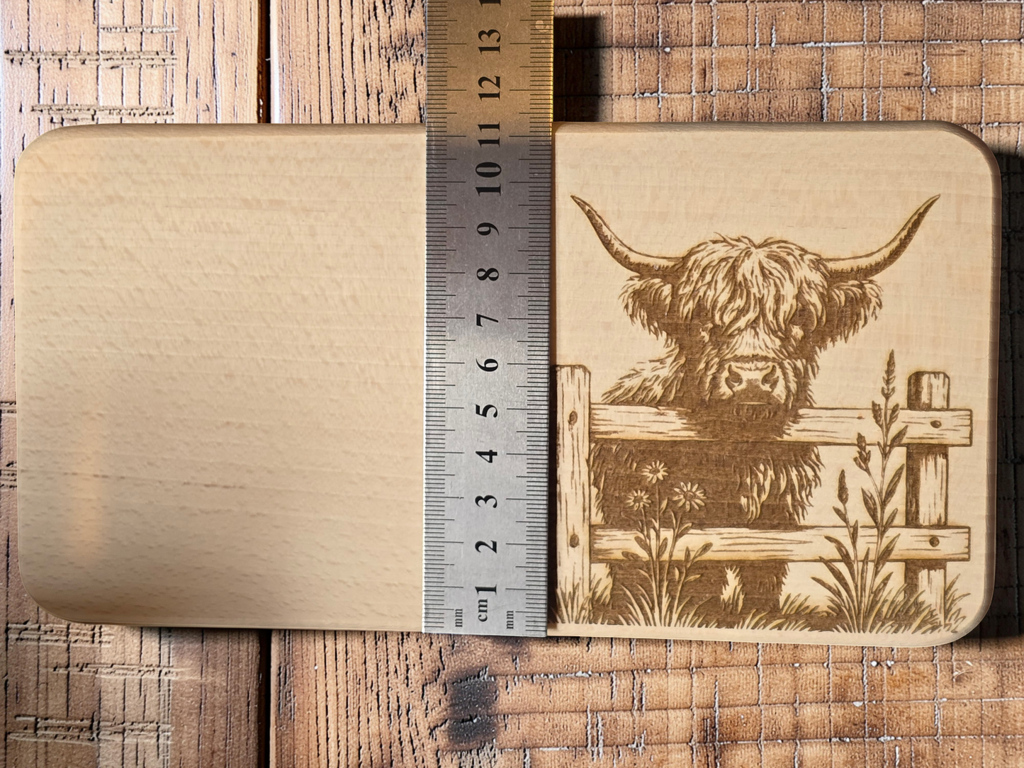 Highland Cow Engraved Wooden Breakfast Board