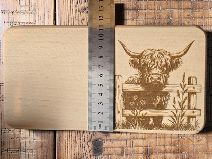Highland Cow Engraved Wooden Breakfast Board