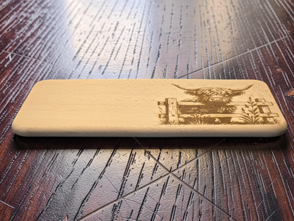 Highland Cow Engraved Wooden Breakfast Board