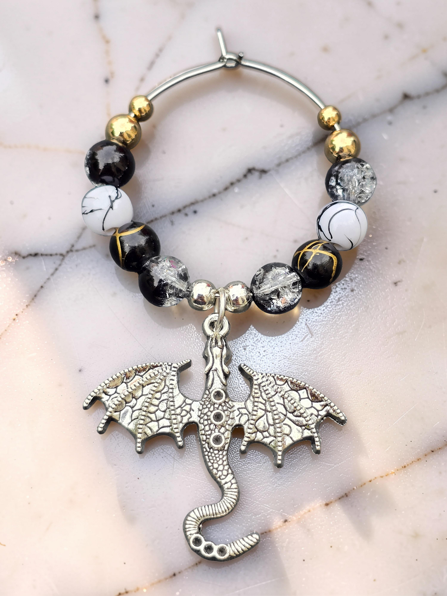 Gothic Dragon Wine Glass Charms (Set of 4)