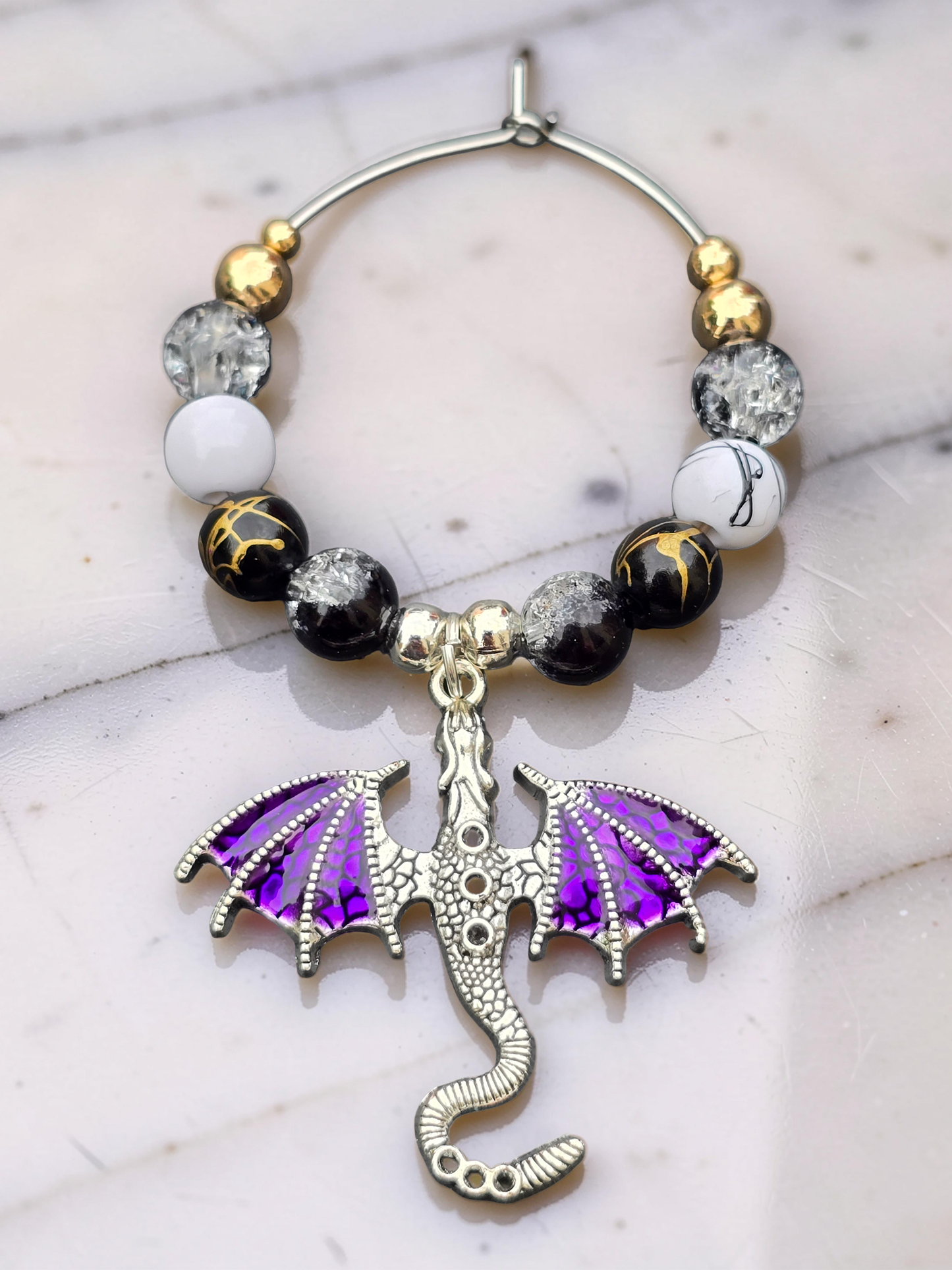 Gothic Dragon Wine Glass Charms (Set of 4)