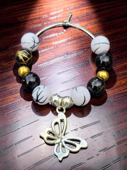 Monochrome & Gold Wine Glass Charms (Set of 4)