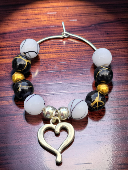 Monochrome & Gold Wine Glass Charms (Set of 4)