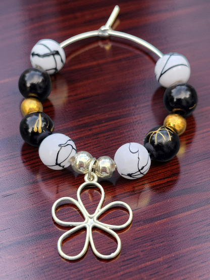 Monochrome & Gold Wine Glass Charms (Set of 4)