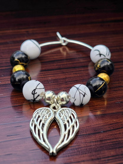 Monochrome & Gold Wine Glass Charms (Set of 4)