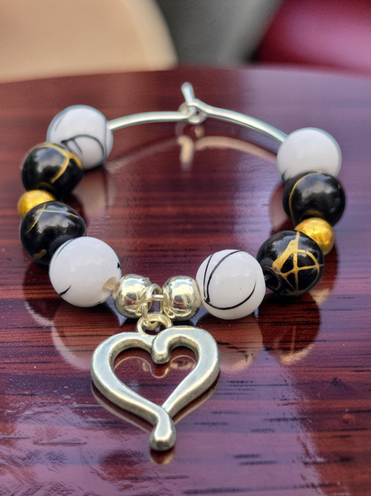 Monochrome & Gold Wine Glass Charms (Set of 4)