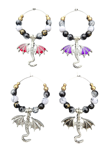 Gothic Dragon Wine Glass Charms (Set of 4)