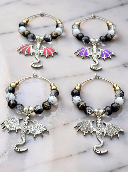 Gothic Dragon Wine Glass Charms (Set of 4)