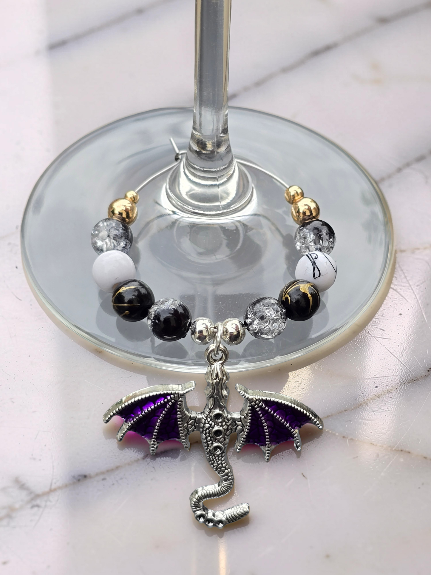 Gothic Dragon Wine Glass Charms (Set of 4)