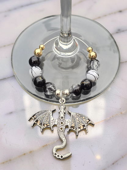 Gothic Dragon Wine Glass Charms (Set of 4)